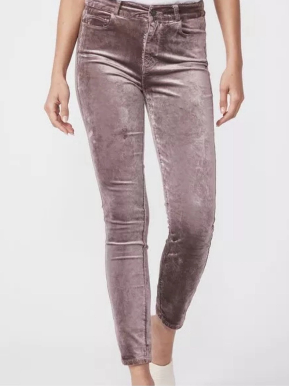 PAIGE velvety pencil pants in truffle